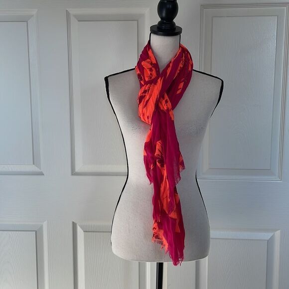 Fuchsia/Bright Pink and Orange Butterfly Scarf - Picture 1 of 10